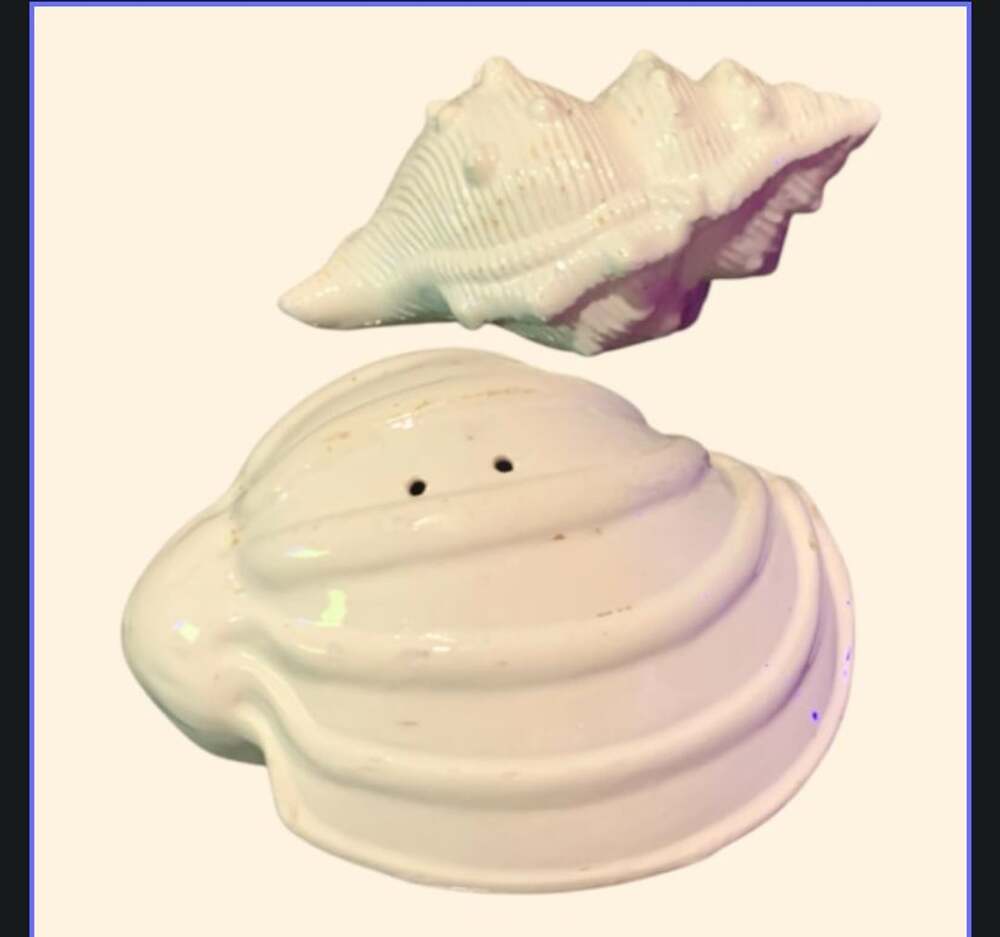 Vintage Ceramic Seashell Salt and Pepper Shakers